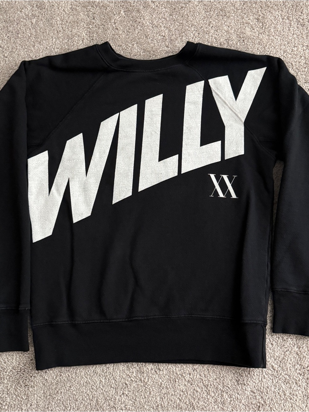 Willy Chavarria Wilhelmina Models Crewneck Sweatshirt Black FW14 NYC 20” x 25.5”